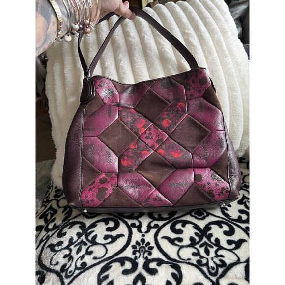 ❤️💜 Coach Edie 31 in Burgundy Purple Patchwork Leather 💜❤️ - Picture 2 of 10